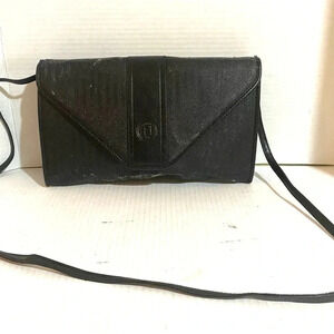 Fendi coated canvas black envelope strip crossbody handbag